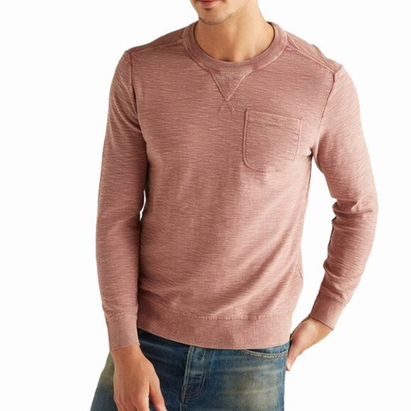 Lucky Brand Welterweight Washed Pocket Long Sleeve Crew Top Pullover Men's XL - Picture 1 of 11